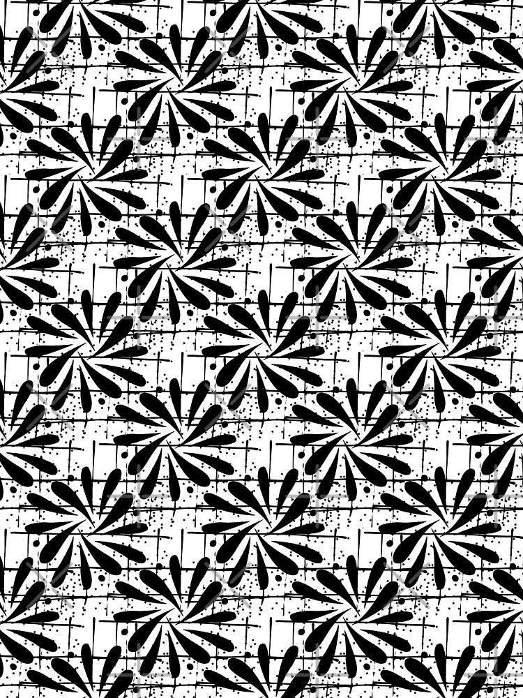 Black over White Abstract Art Flower Pattern by BrightMint