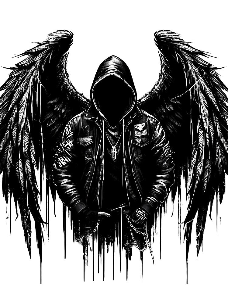 Broken Angel – Fallen Street Angel Dark Graphic Streetwear Design by KJ Frost