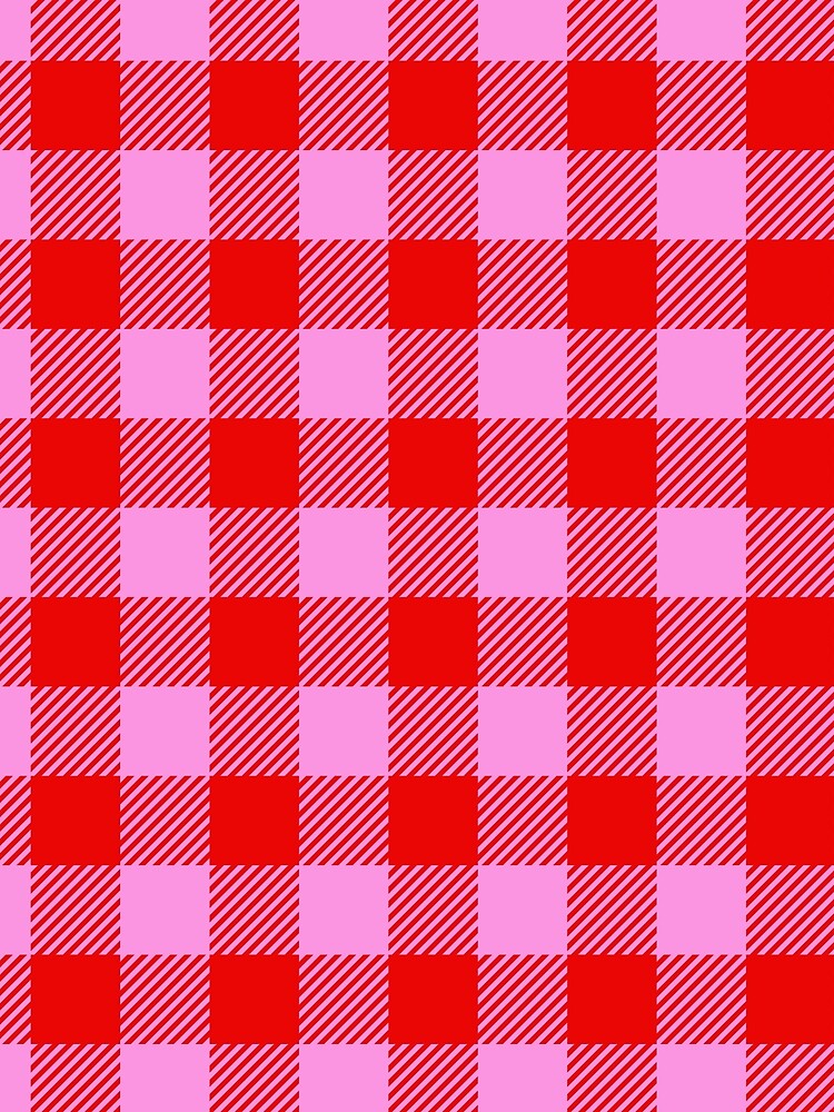 Bright Pink and Red Gingham Print All Over by Feeling Artsy