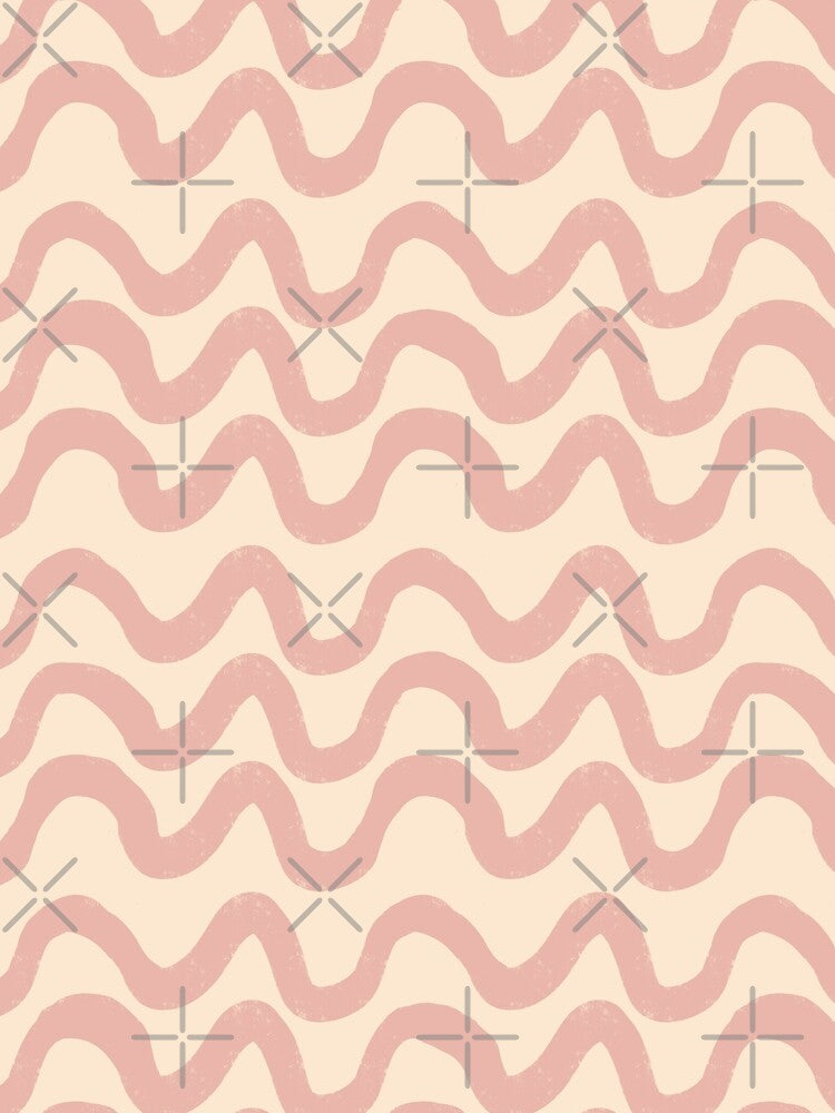 Copy of Boho Mid Mod Wiggly Lines Pink by susycosta