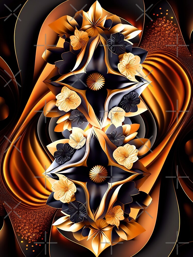 Luxury Golden Floral Abstract rich colors art by SyanArt