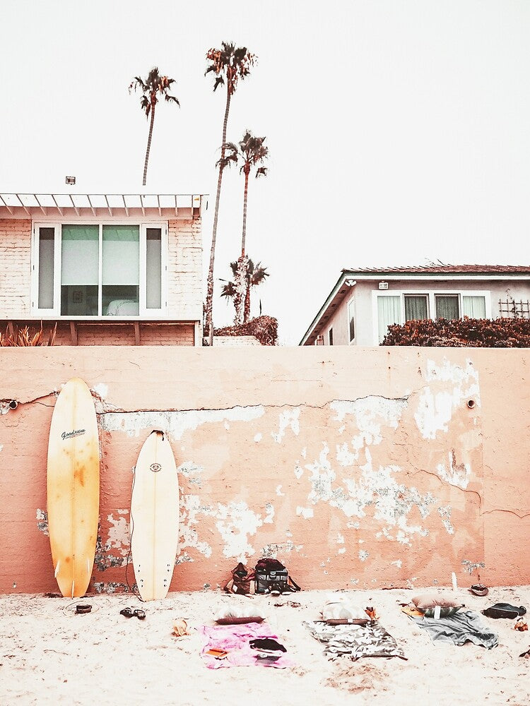 Coastal, Surfing board, Palms, Beach art Sea, Ocean, Fashion art, Modern art, Wall art, Print, Minimalistic, Modern by juliaemelian