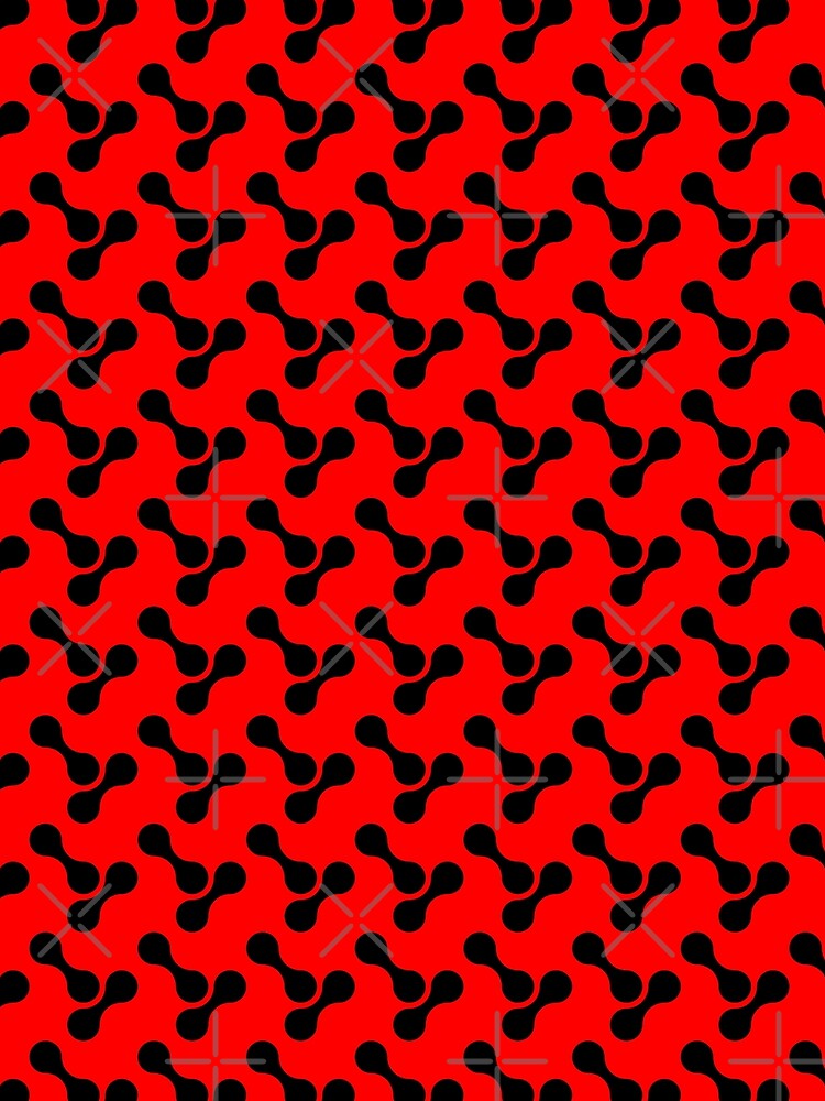 black and red abstract bone circle organic shape pattern by Ray Loka
