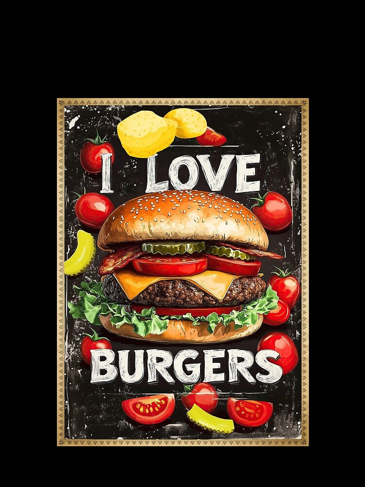 I Love Burgers Digital Food Art Poster by TheArtistOf2022