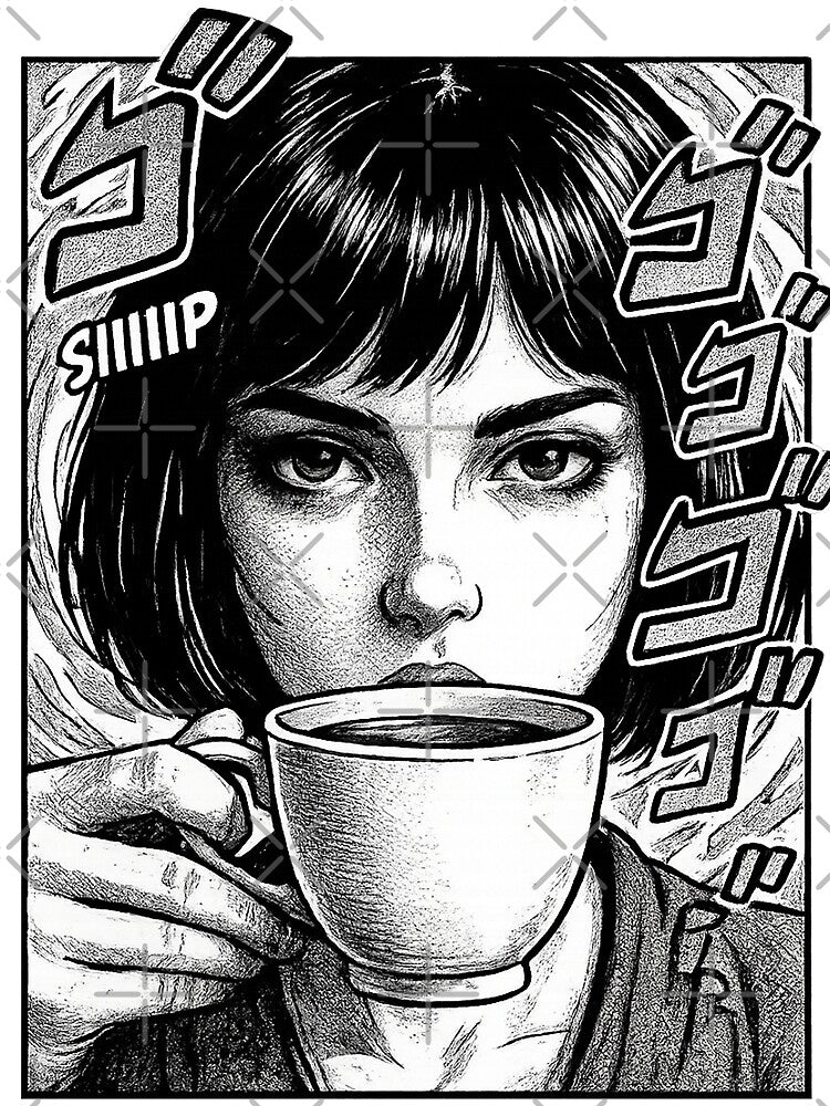 Amelia AI Schoolgirl - Menacing Sip - Vintage Horror Manga Style by akiotatsuo