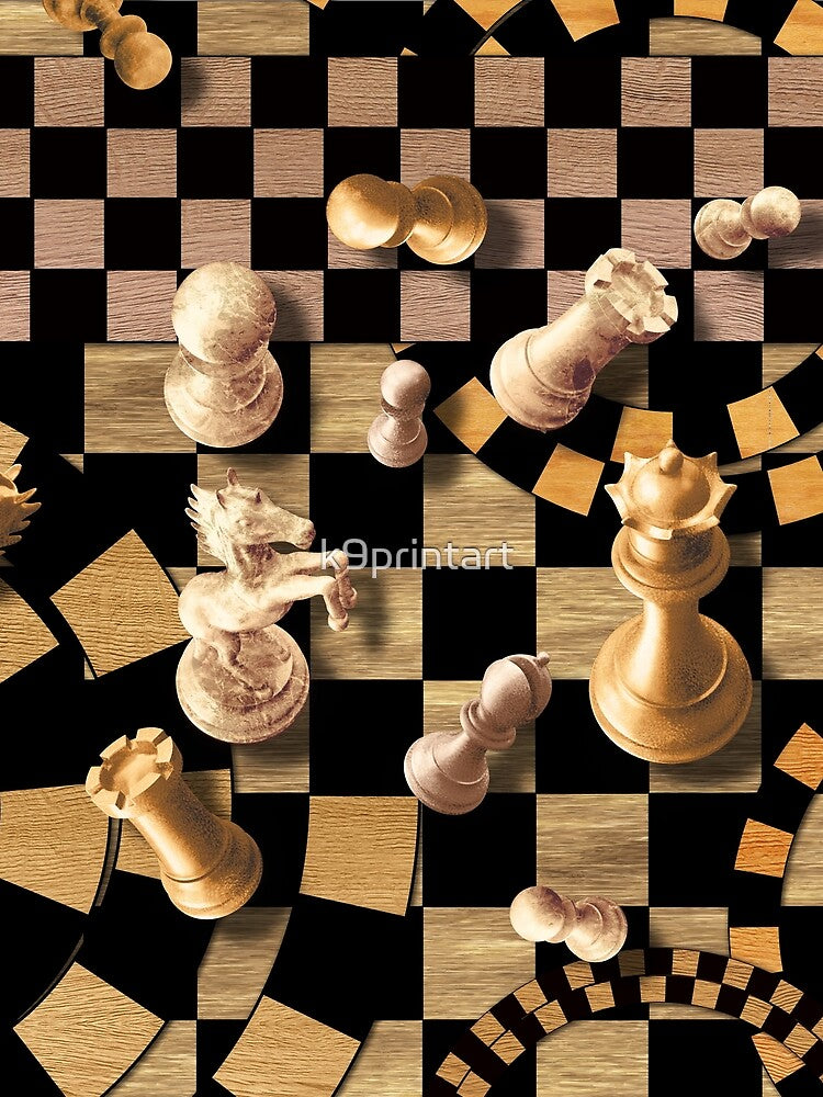 Chess Abstract Art - wooden textures by k9printart