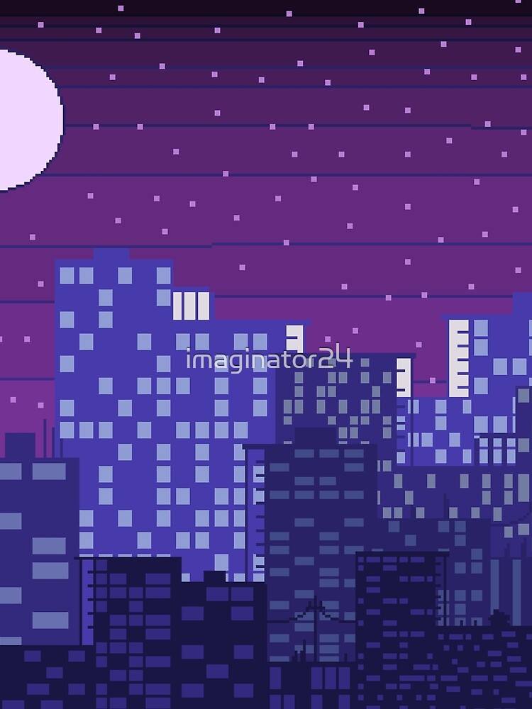 Purple Pixel City by imaginator24