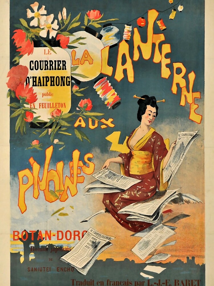 retro la lanterne aux pivoines botan doro publie dans le courrier dhaiphong by CorasPosters