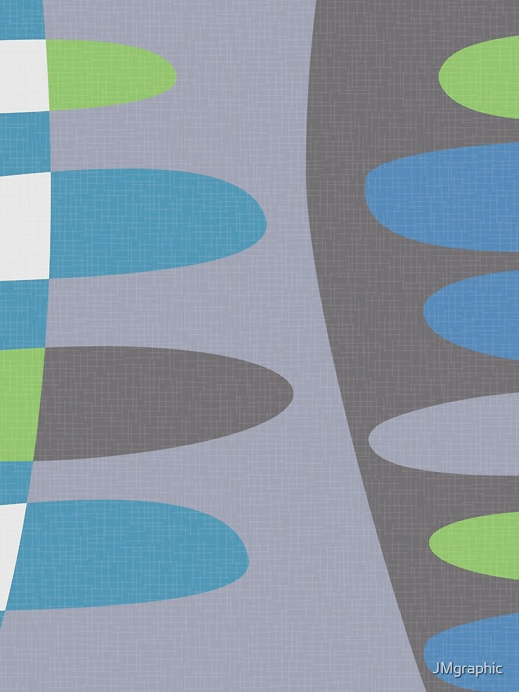 MCM abstract shapes - shades of gray, blue and green by JMgraphic