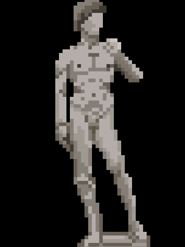8-Bit David Statue Pixel Art – Retro Classical Renaissance Sculpture by davewave008