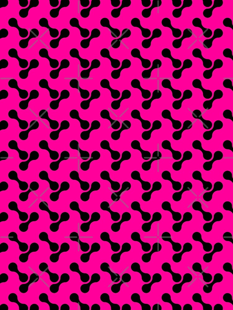 black and hot pink abstract bone circle organic shape pattern by Ray Loka