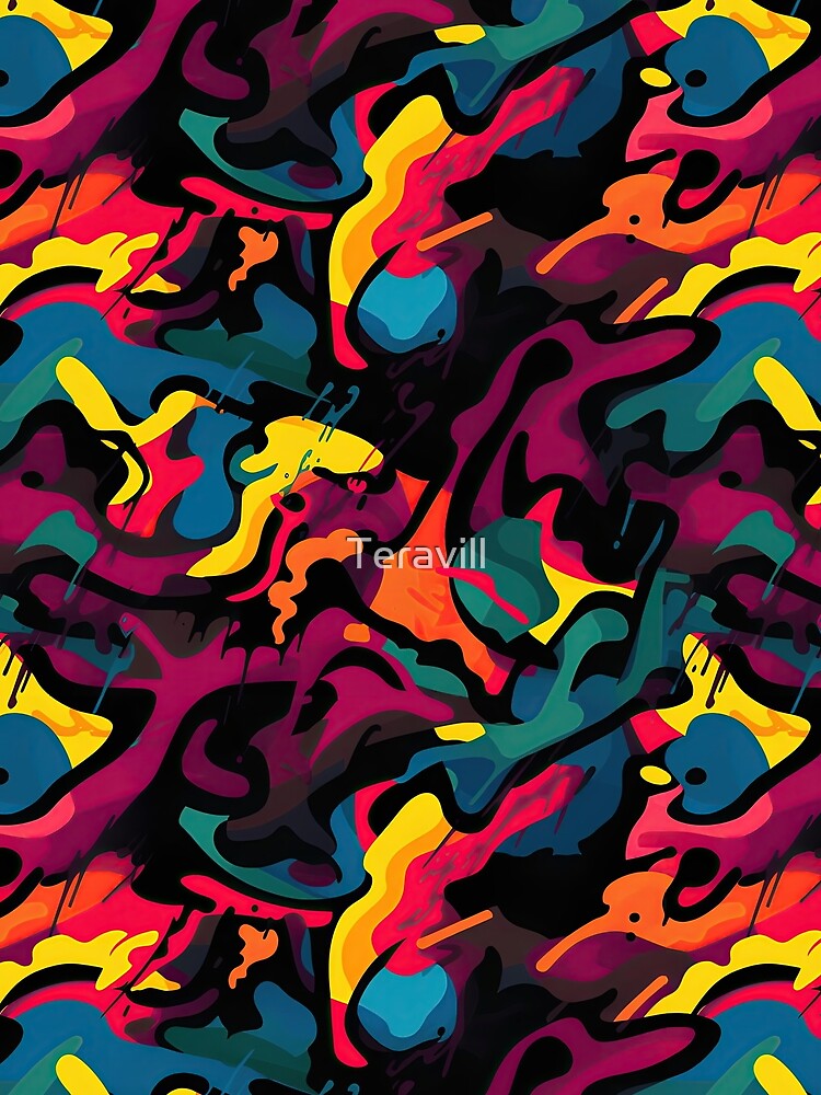 Colorful Graffiti Camoflauge Pattern by Teravill