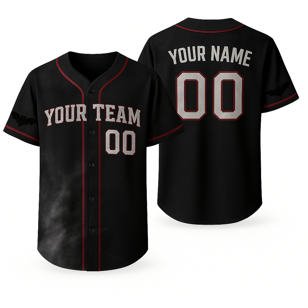 Shadow Fog Halloween Baseball Jersey – Custom Name & Number | Unisex Spooky Sportswear