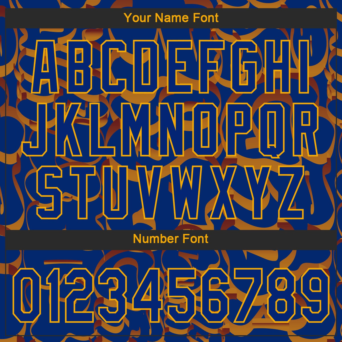 Custom Graffiti Pattern Royal-Gold 3D Authentic Baseball Jersey