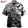 Halloween Black Cat Flying Horror Night Halloween Hawaiian Shirt - Trendy Aloha