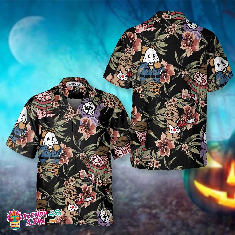 Horror Movie Characters Scare Dogs Halloween Hawaiian Shirt, Funny Halloween Shirt For Men & Women