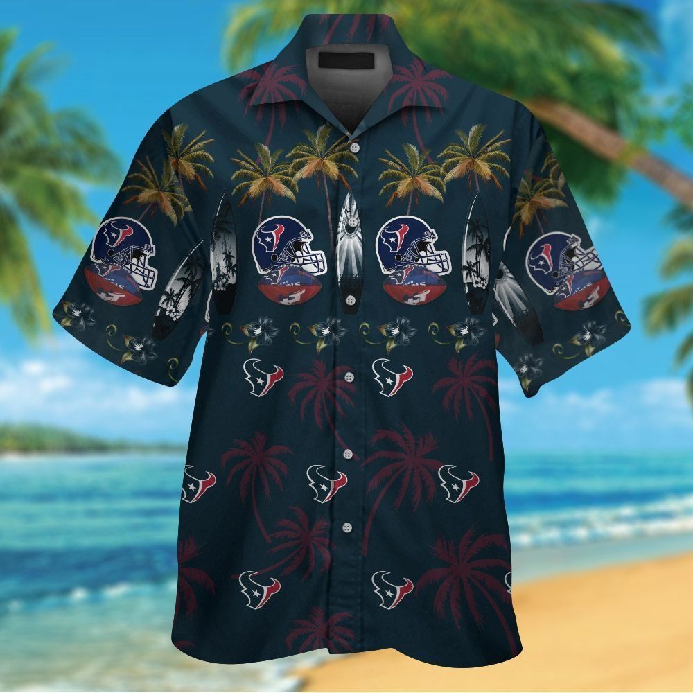 Houston Texans Short Sleeve Button Up Tropical Hawaiian Shirt VER03