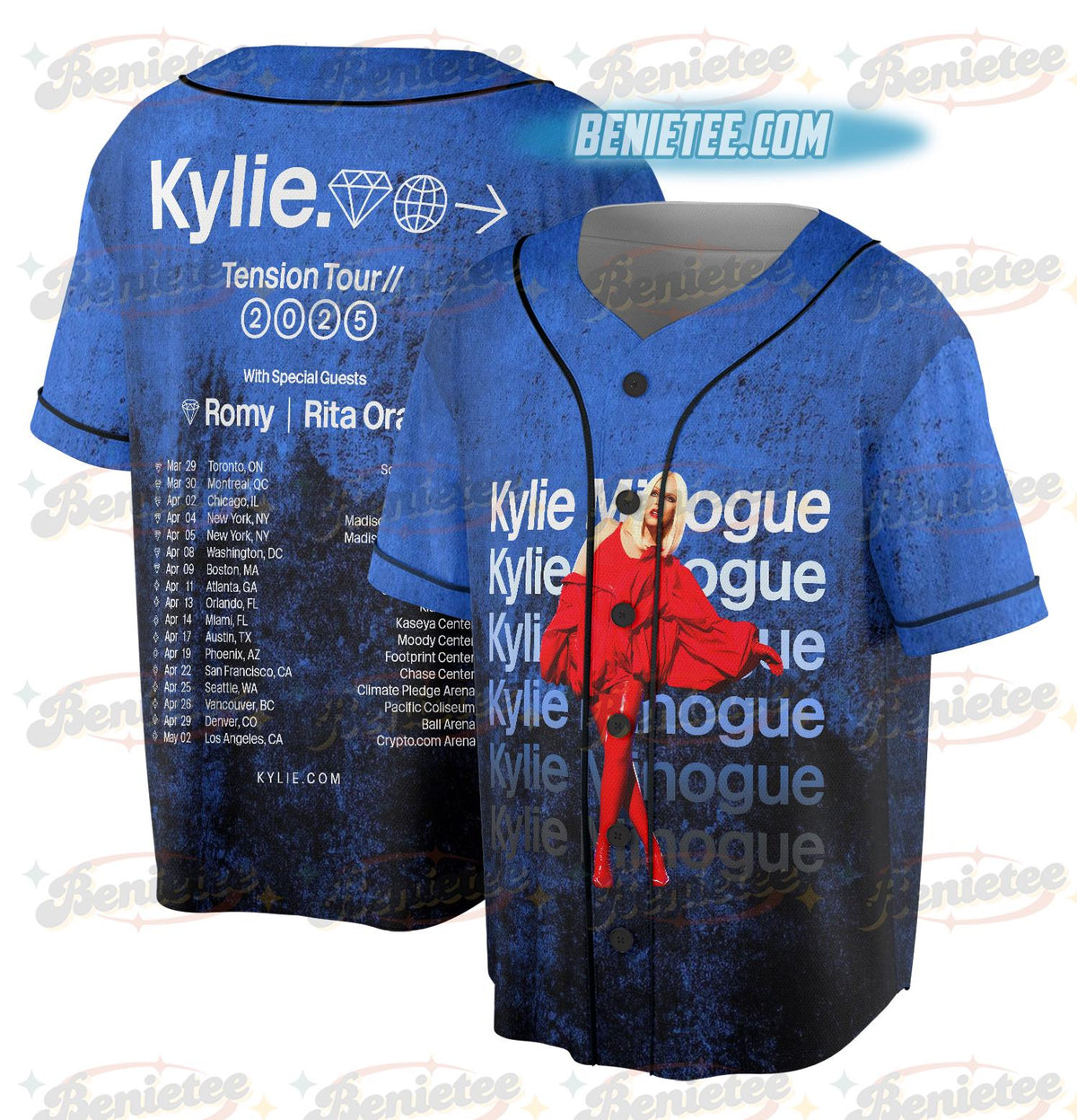 2025 Kylie Minogue Tension World Tour Baseball Jersey
