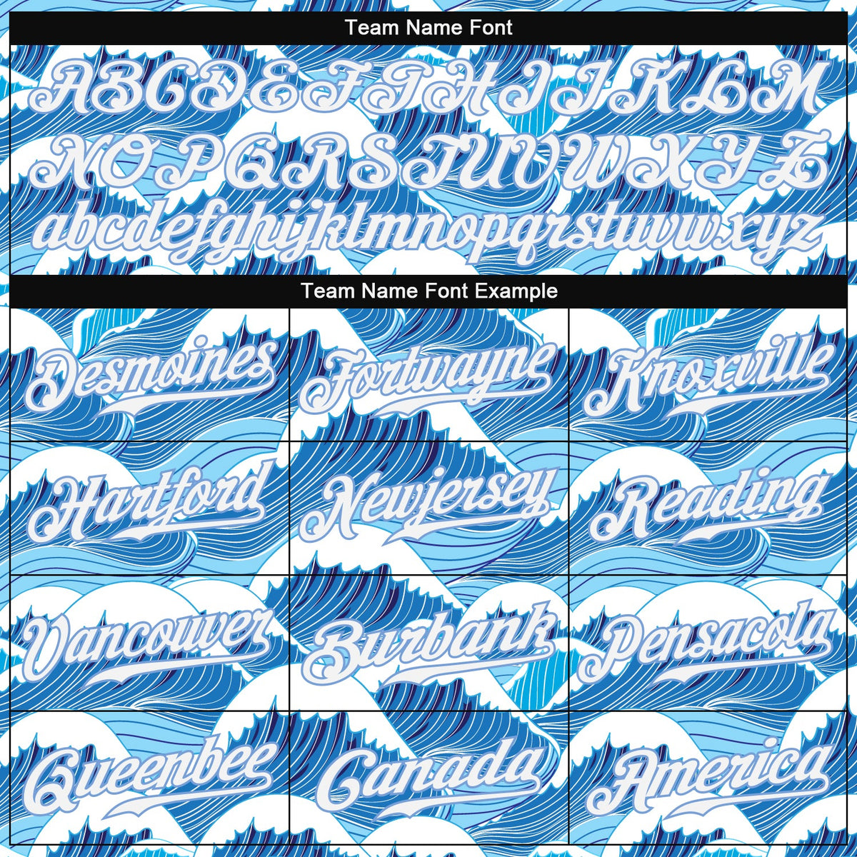 Custom Light Blue White-Light Blue 3D Pattern Design Waves Authentic Baseball Jersey
