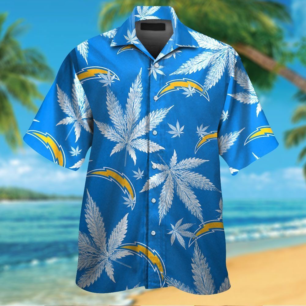 Los Angeles Chargers Short Sleeve Button Up Tropical Hawaiian Shirt VER04