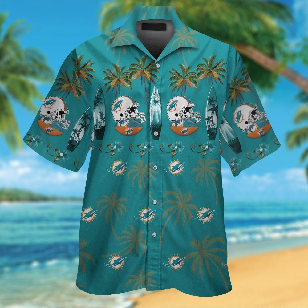 Miami Dolphins Short Sleeve Button Up Tropical Hawaiian Shirt VER02
