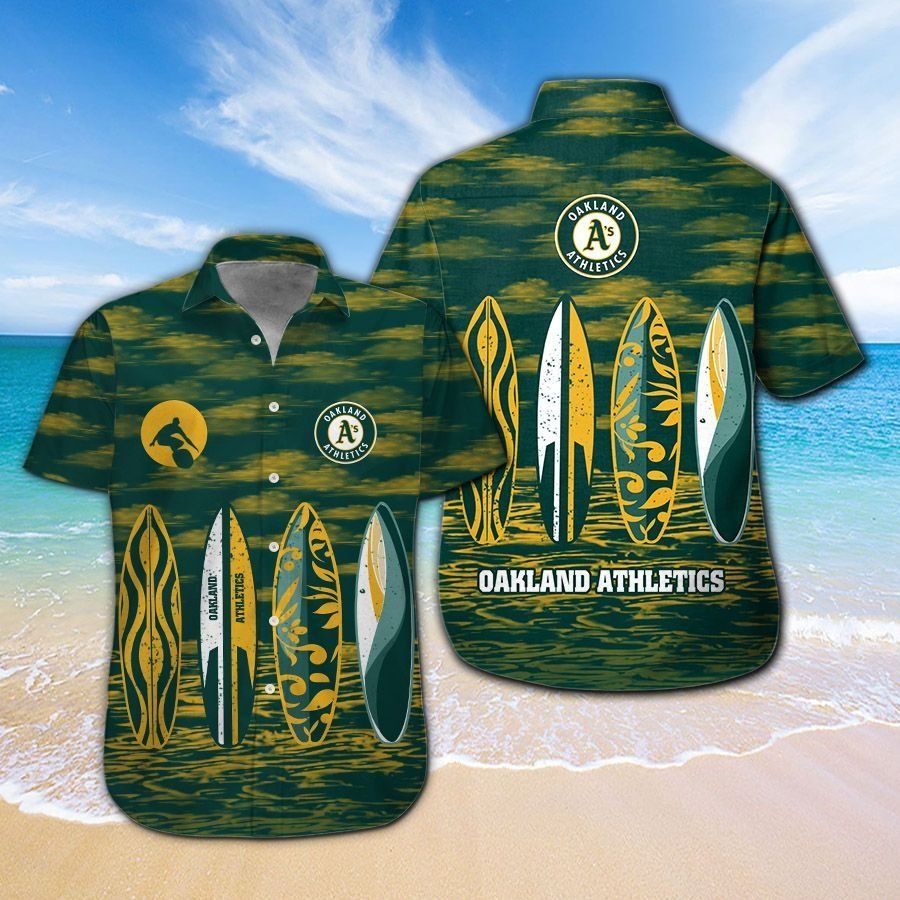 Oakland Athletics Short Sleeve Button Up Tropical Hawaiian Shirt VER09