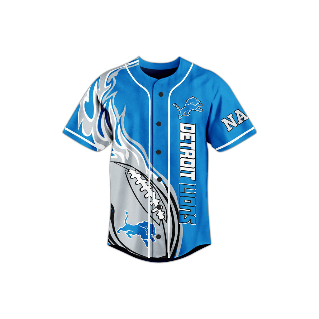 Personalized Blue Shirt Detroit Lions Sport Baseball Jersey