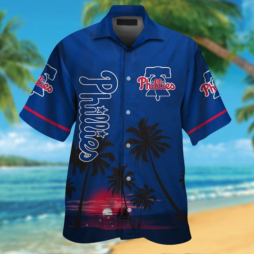 Philadelphia Phillies Short Sleeve Button Up Tropical Hawaiian Shirt VER04