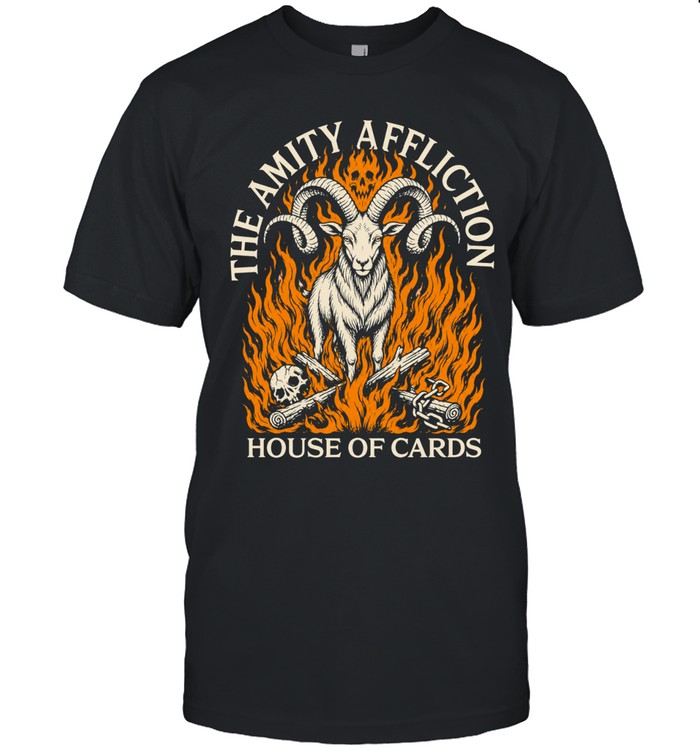 The Amity Affliction House of Cards Goat Flaming Skull Shirt