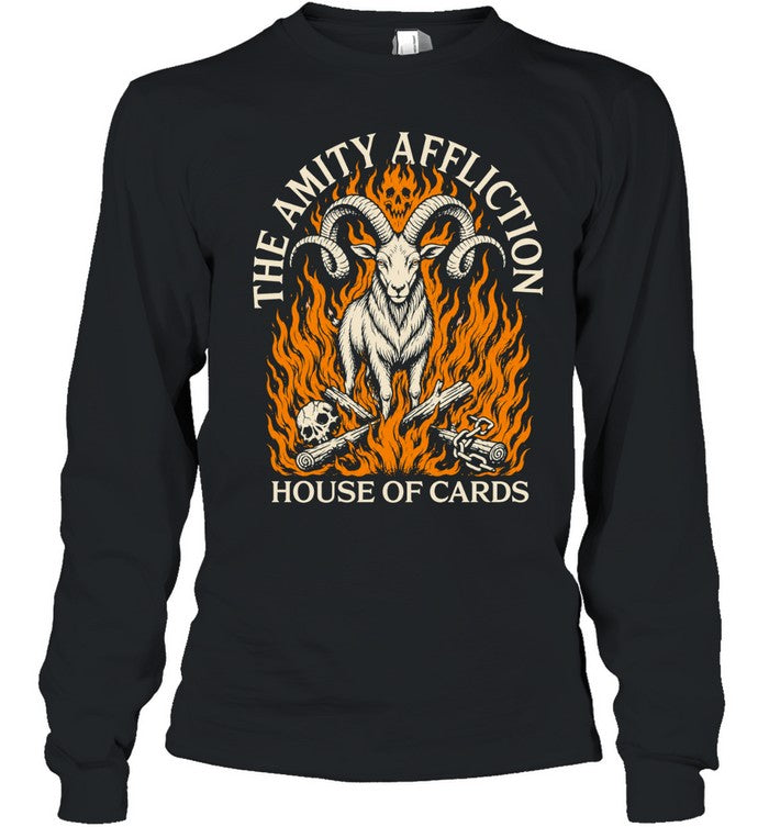 The Amity Affliction House of Cards Goat Flaming Skull Shirt