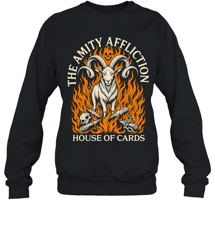 The Amity Affliction House of Cards Goat Flaming Skull Shirt