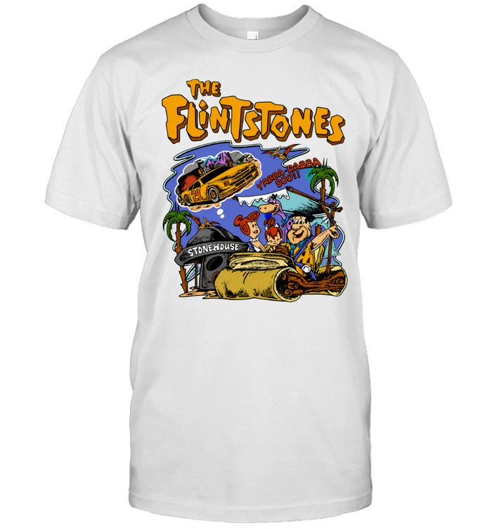 The Flintstones Cartoon Characters Driving Car Yabba Dabba Doo Stonehouse Shirt