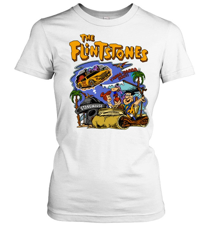 The Flintstones Cartoon Characters Driving Car Yabba Dabba Doo Stonehouse Shirt