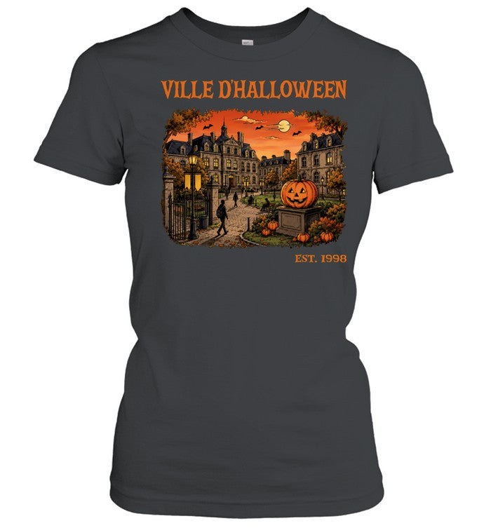 Ville D’Halloween Vintage Haunted Town Pumpkin Shirt