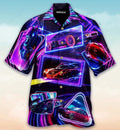 Racing Car Hawaiian Shirt Glowing Neon Racing Car Colorful Hawaii Aloha Shirt