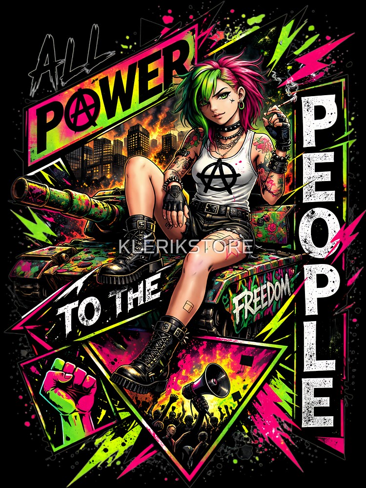 All Power To The People Anarchy Girl Pop Art by KLERIKSTORE