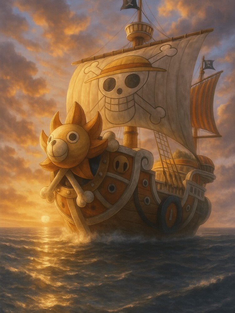 Majestic Pirate Voyage – Thousand Sunny at Sunset by AnimeFlash_0
