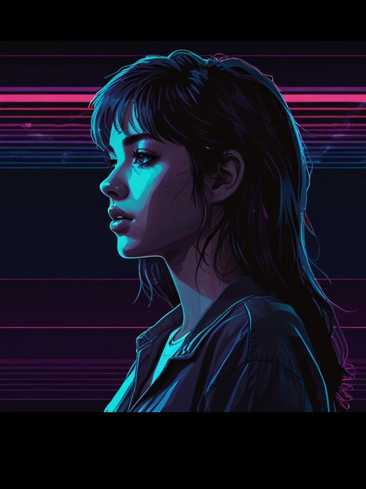 Neon Retrowave Anime Girl 80S Neon | Anime Cyberpunk Artwork by Joy-boy-op