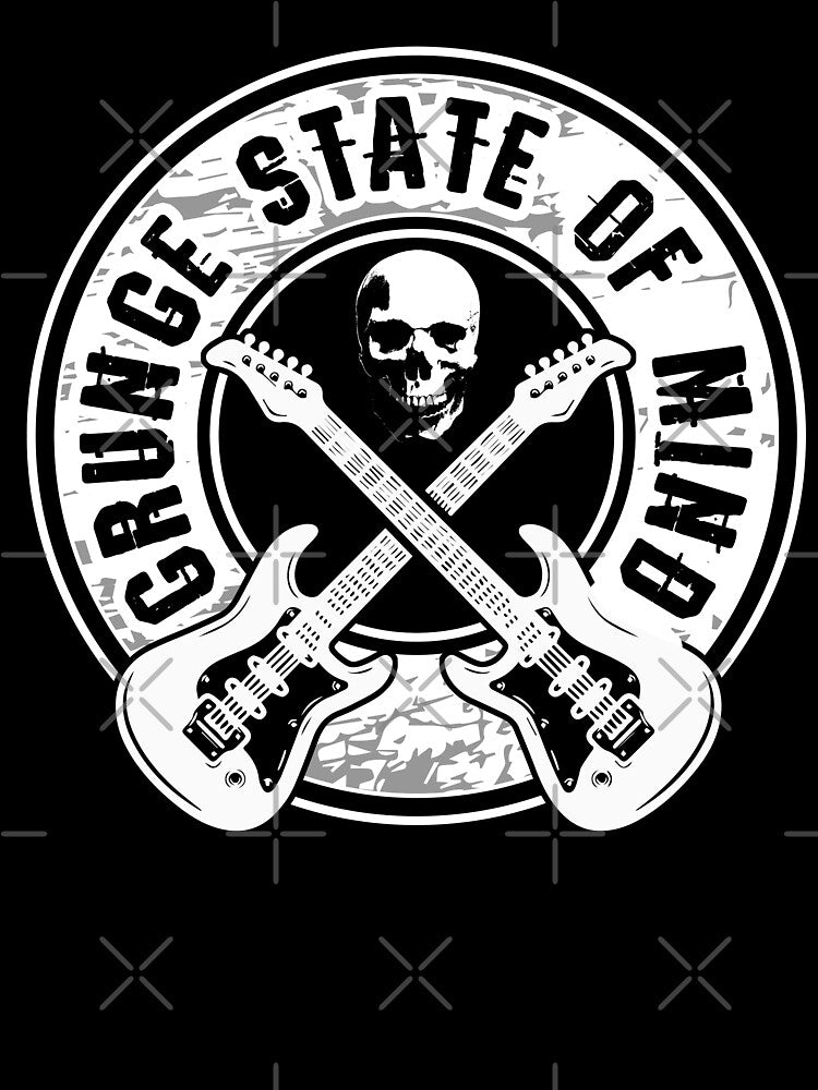 Grunge State of Mind - 90s Rock Guitar & Skull Art by Dmetalx Art Apparel