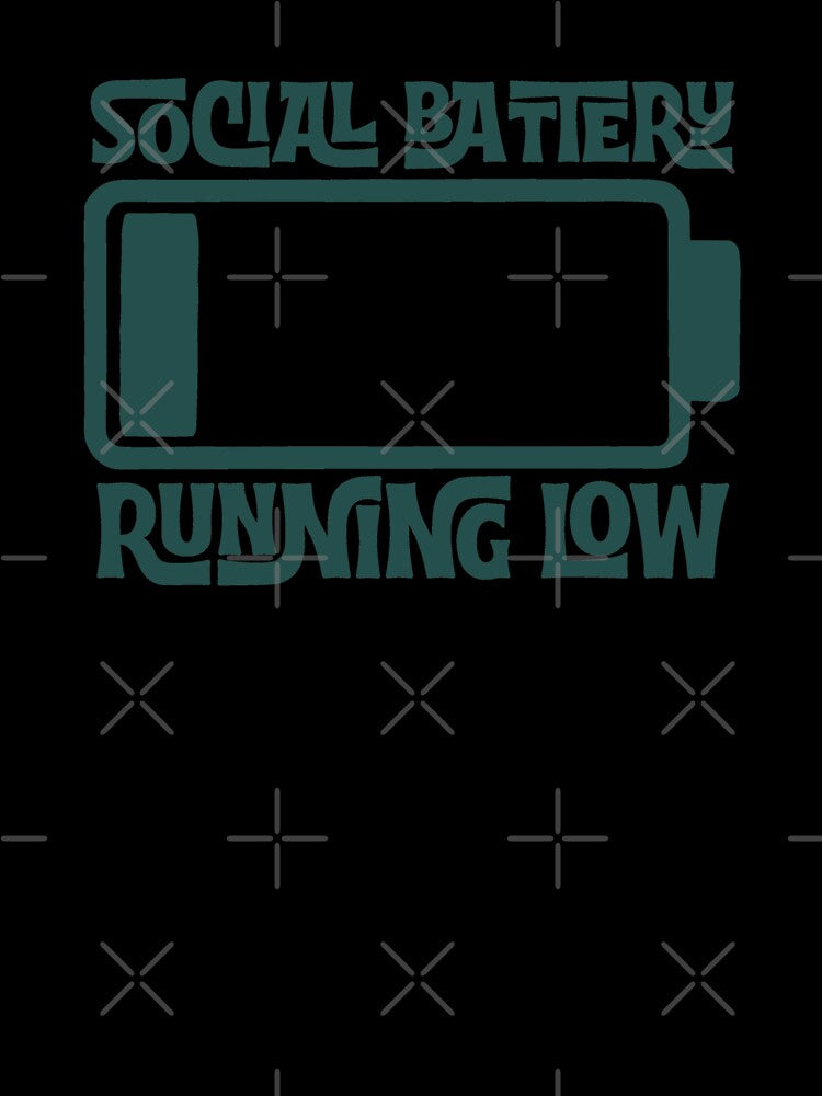 Retro social battery running low dark by kreativdesigns_
