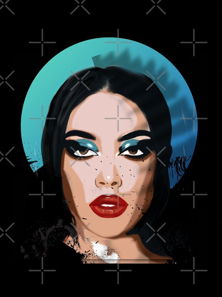 blue and black Original art / Pop Art portrait by Mused by Melancholy