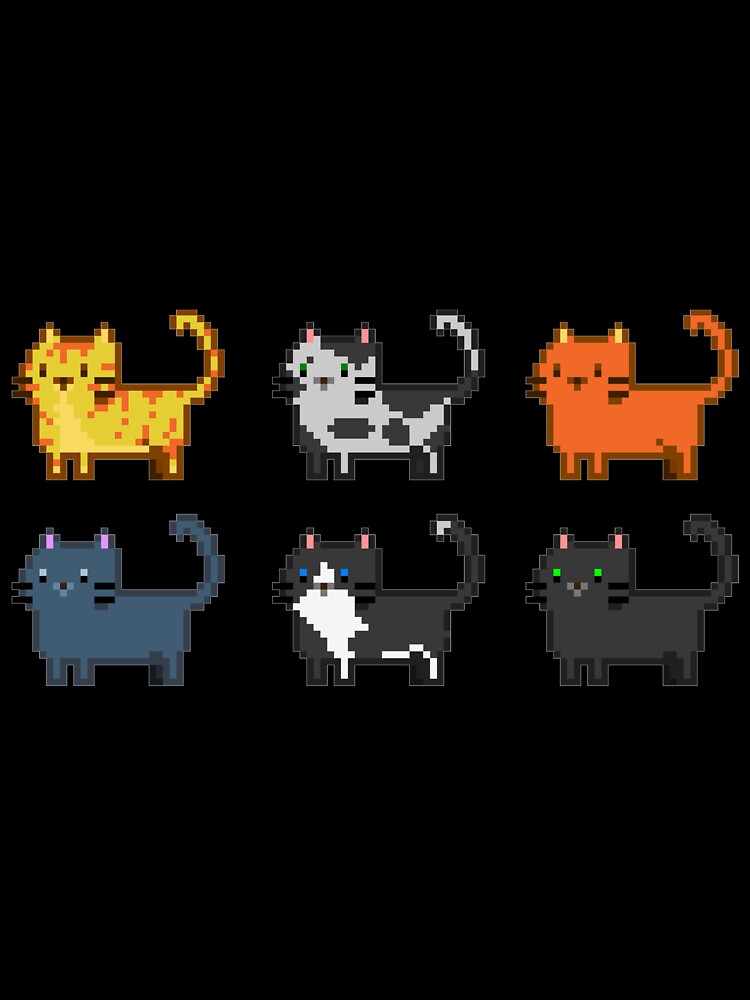 Cute Pixel Cats Two Rows by With Love, InspireMari