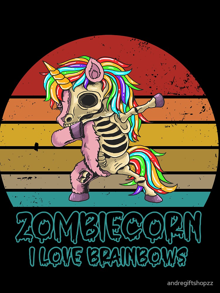 Zombie Unicorn I Love Brainbows Punk Gothic Goth Halloween S SK by andregiftshopzz