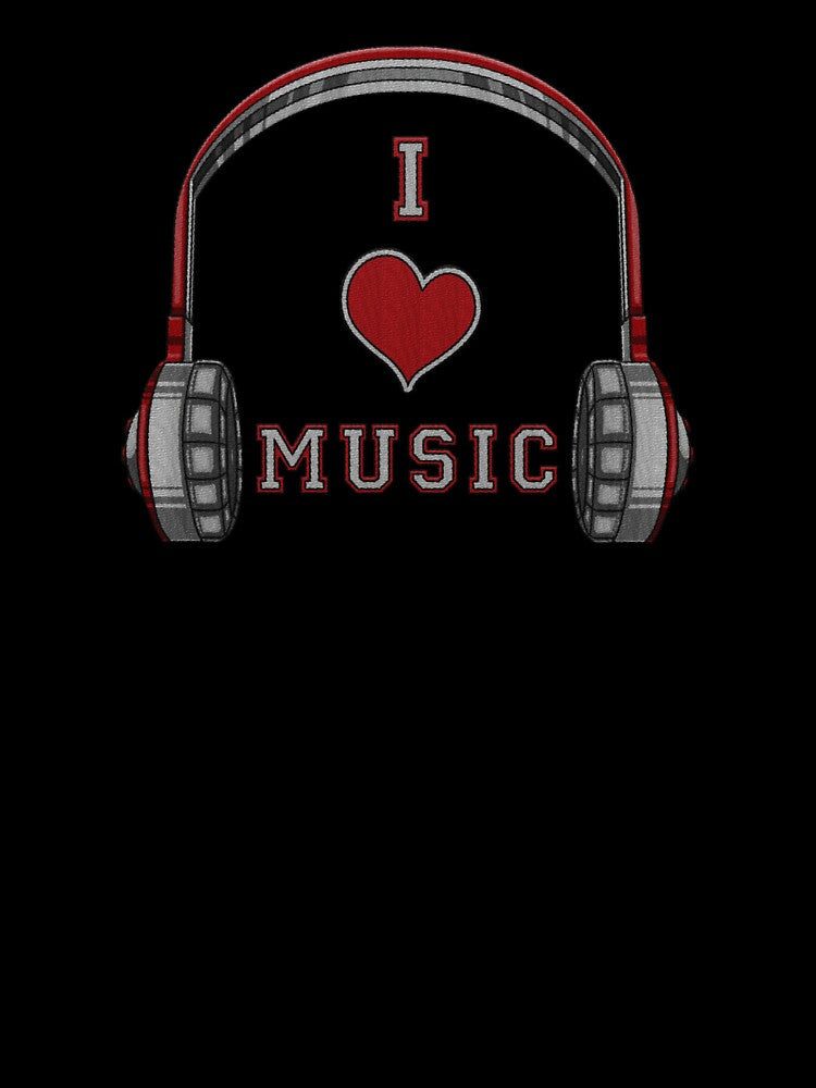 i love music - headphone embroidery iron patch textured graphic artwork by hayrpictures