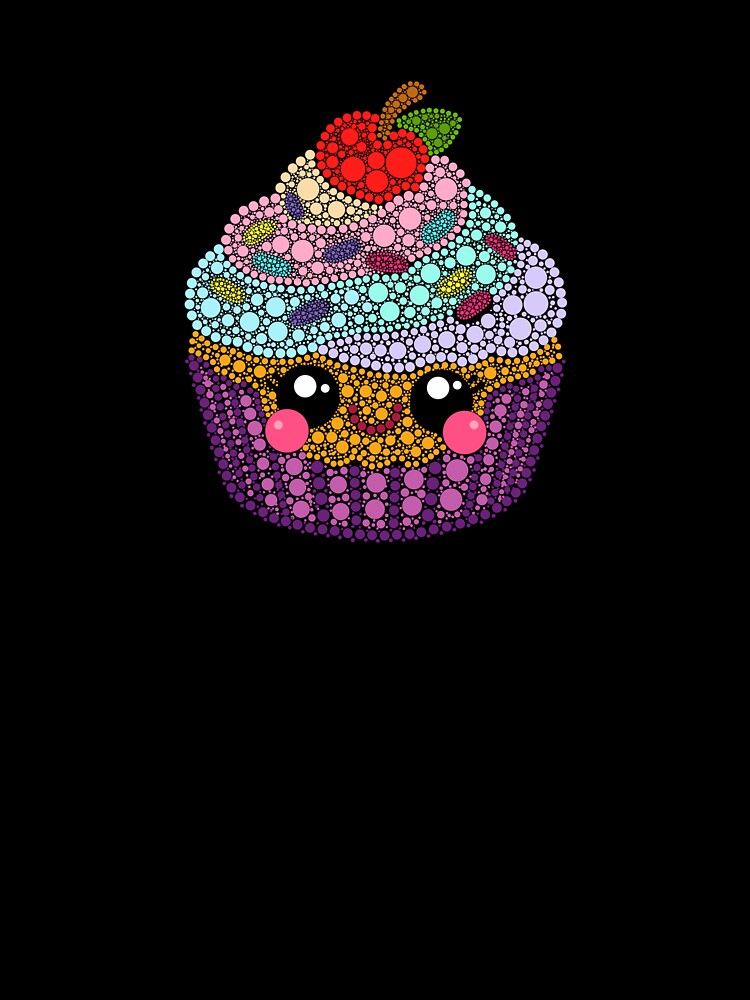 Kawaii Cupcake Dot Art by Cardiff Creative