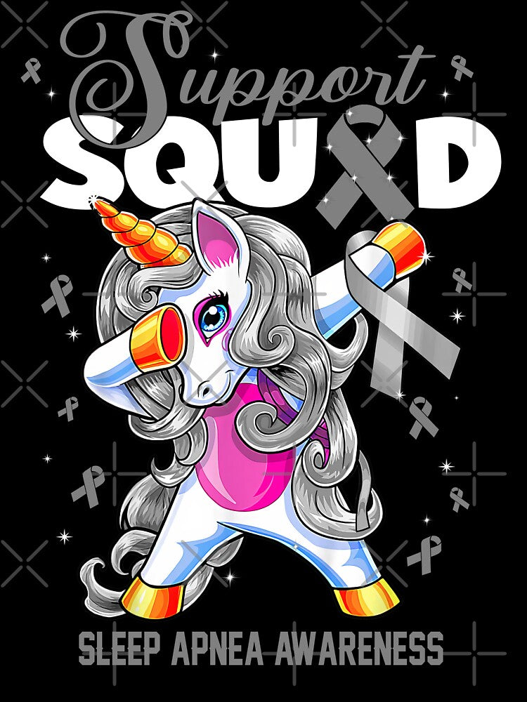 Cute Unicorn Support Squad Sleep Apnea Awareness Men Women Kid by tenjun16