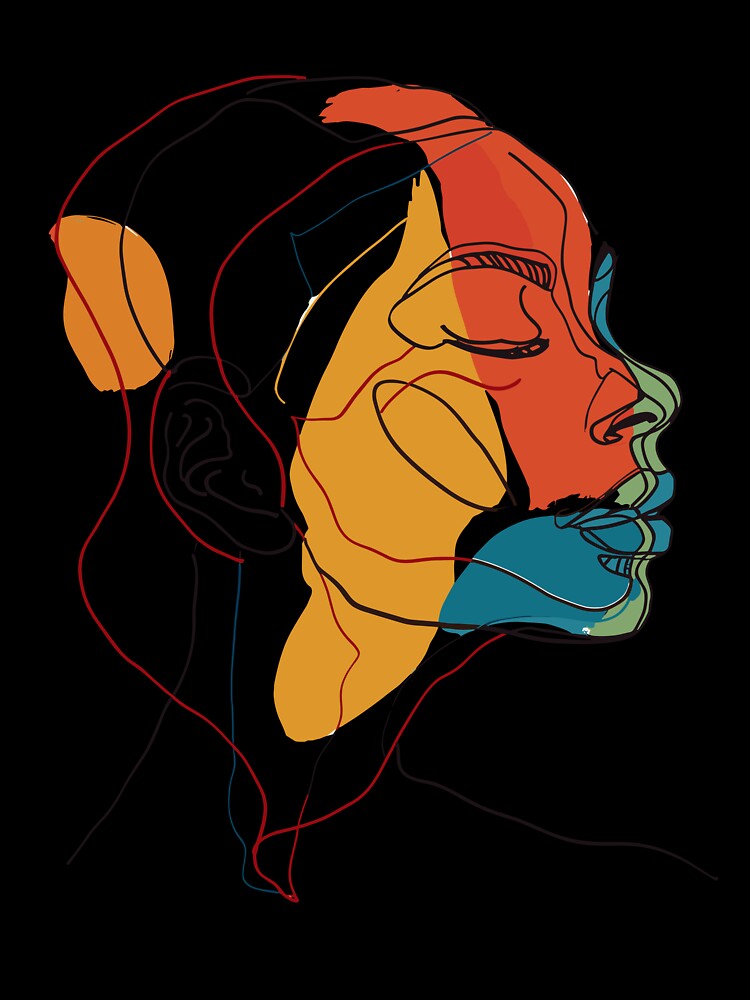 Abstract Face Line Art T-Shirt, Colorful Modern Artistic Tee, Unisex Fashion Statement Shirt by abartisanstudio