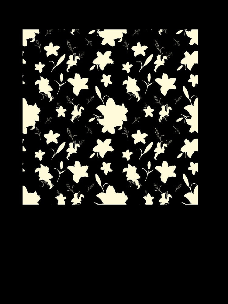 Bohemian Black and creamy Floral Line Art Pattern by Yana Mustafina | Boho Soulful Designs