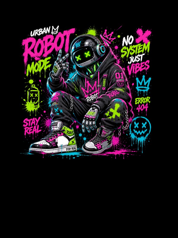 Street Robot Cyber Graffiti Shirt | Futuristic Streetwear by JustResultsCo