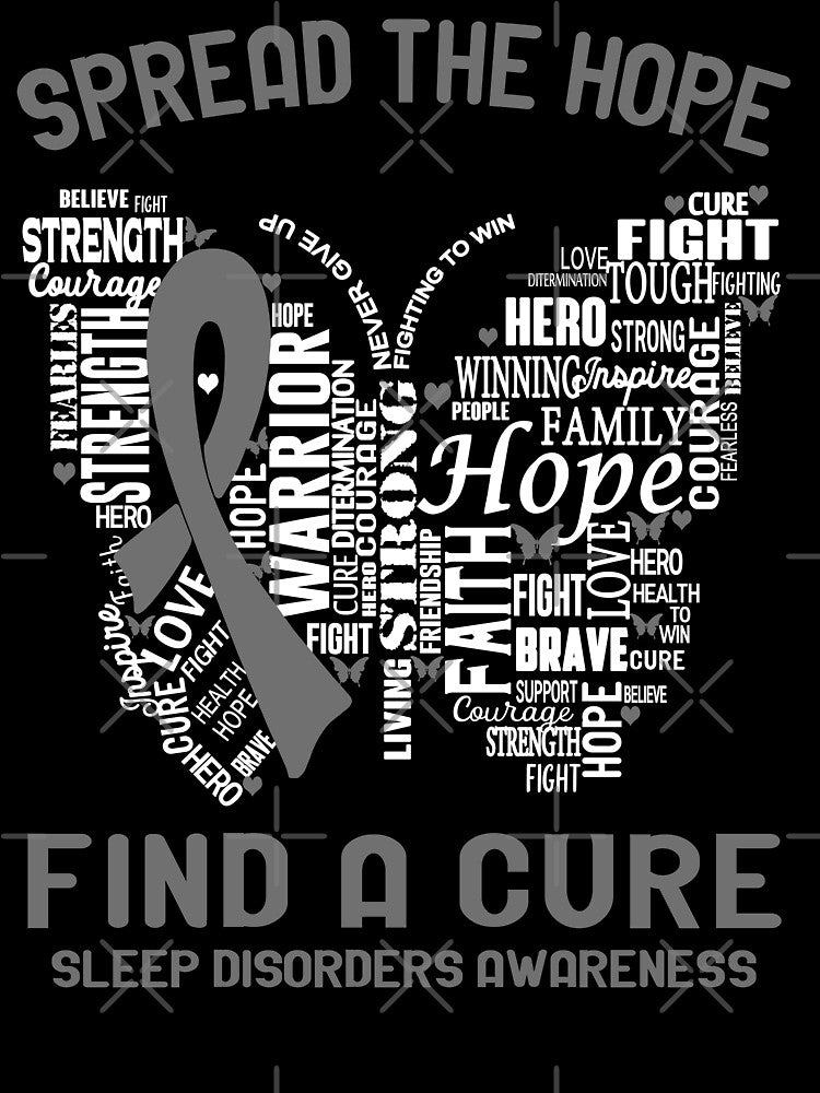 Butterfly Ribbon Spread The Hope Find A Cure Sleep Disorders Awareness by Tadmab